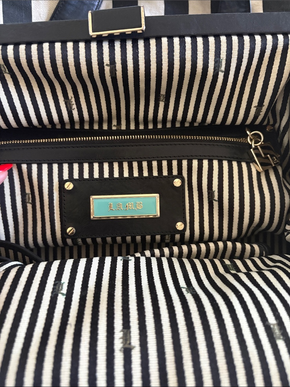 LAMB Black Leather Tote Bag with Tassel Accent - Picture 7 of 7